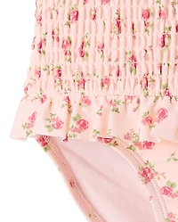 Maillot de bain une pièce fleuri à volants pour filles