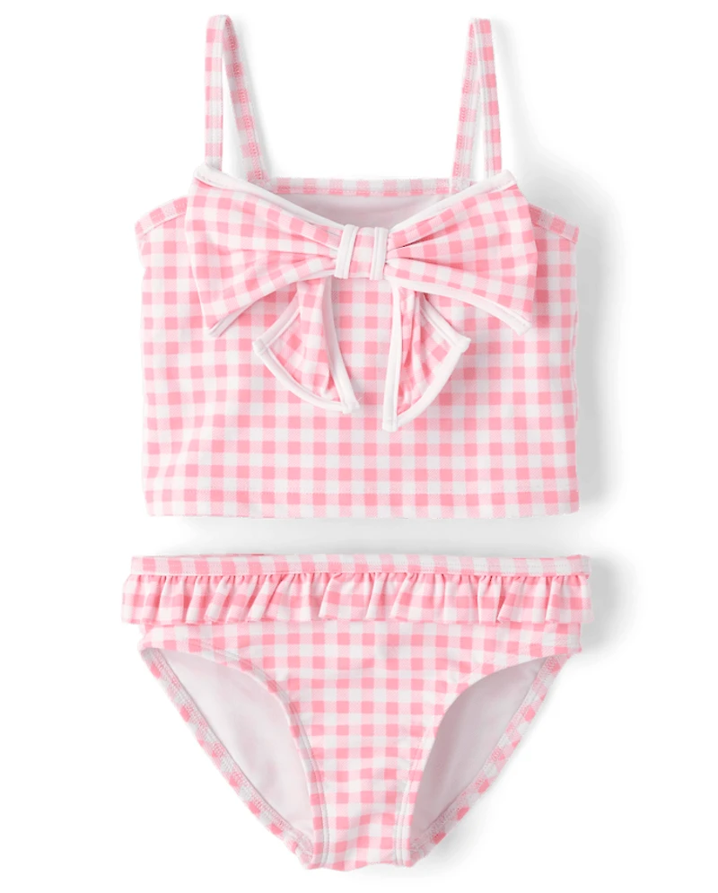 Maillot de bain tankini à carreaux vichy pour filles - Boutique maillots