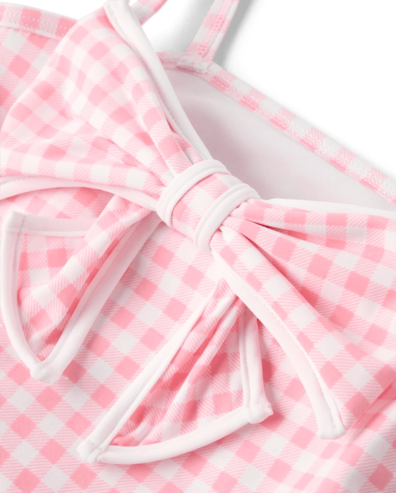 Girls Gingham Bow Tankini Swimsuit - Swim Shop
