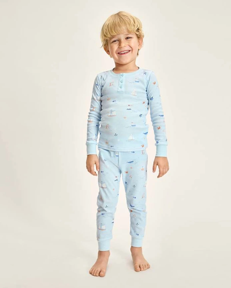 Pyjama Henley en coton ajusté style côtier pour enfants