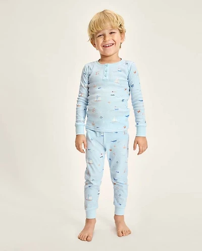 Pyjama Henley en coton ajusté style côtier pour enfants