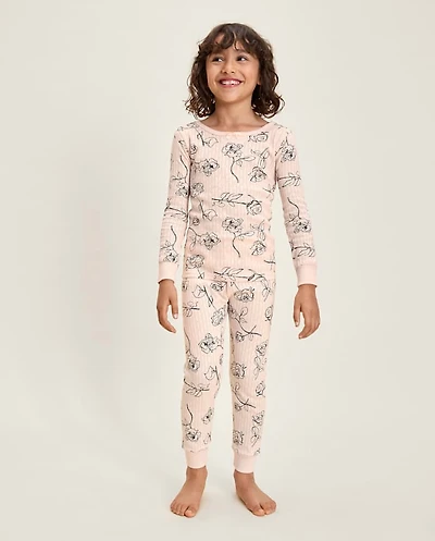 Girls Rose Snug Fit Pointelle Pajamas