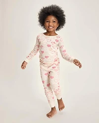 Girls Floral Heart Snug Fit Pointelle Pajamas