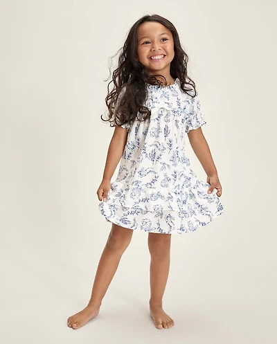 Girls Bunny Toile Poplin Ruffle Nightgown