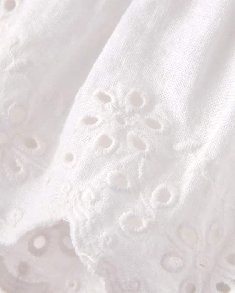 Girls Smocked Linen-Blend Ruffle Dress - Linen Edit