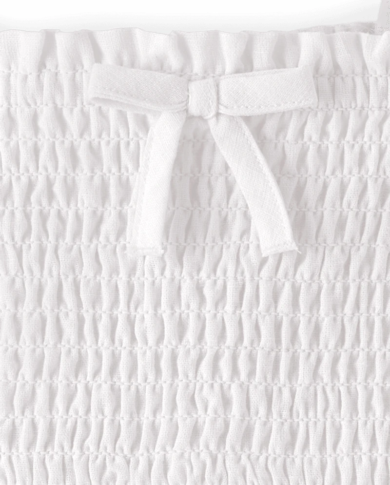 Robe à volants smockée en Lin mélangé pour fille - Collection