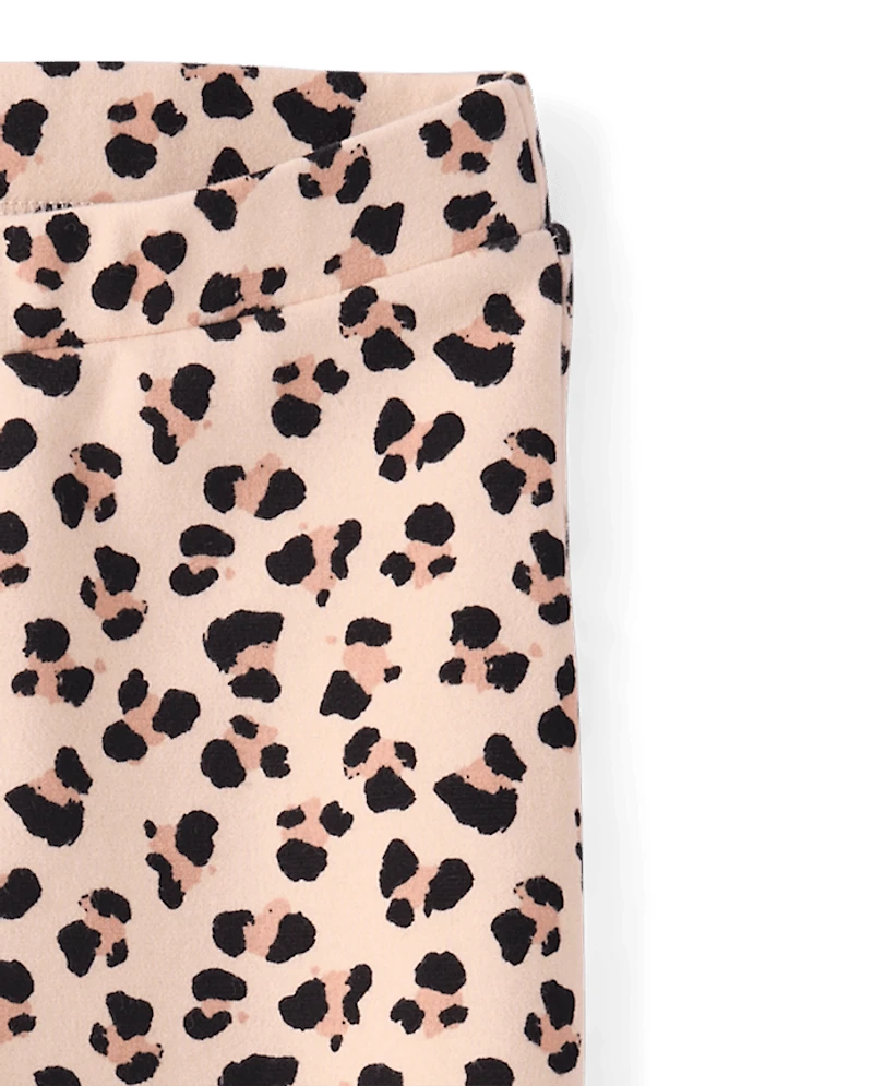 Girls Leopard Ponte Flare Jeggings - Petit Paris