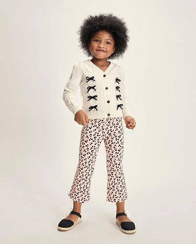 Girls Leopard Ponte Flare Jeggings - Petit Paris