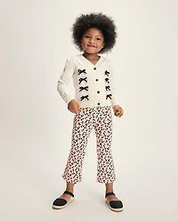 Girls Leopard Ponte Flare Jeggings - Petit Paris