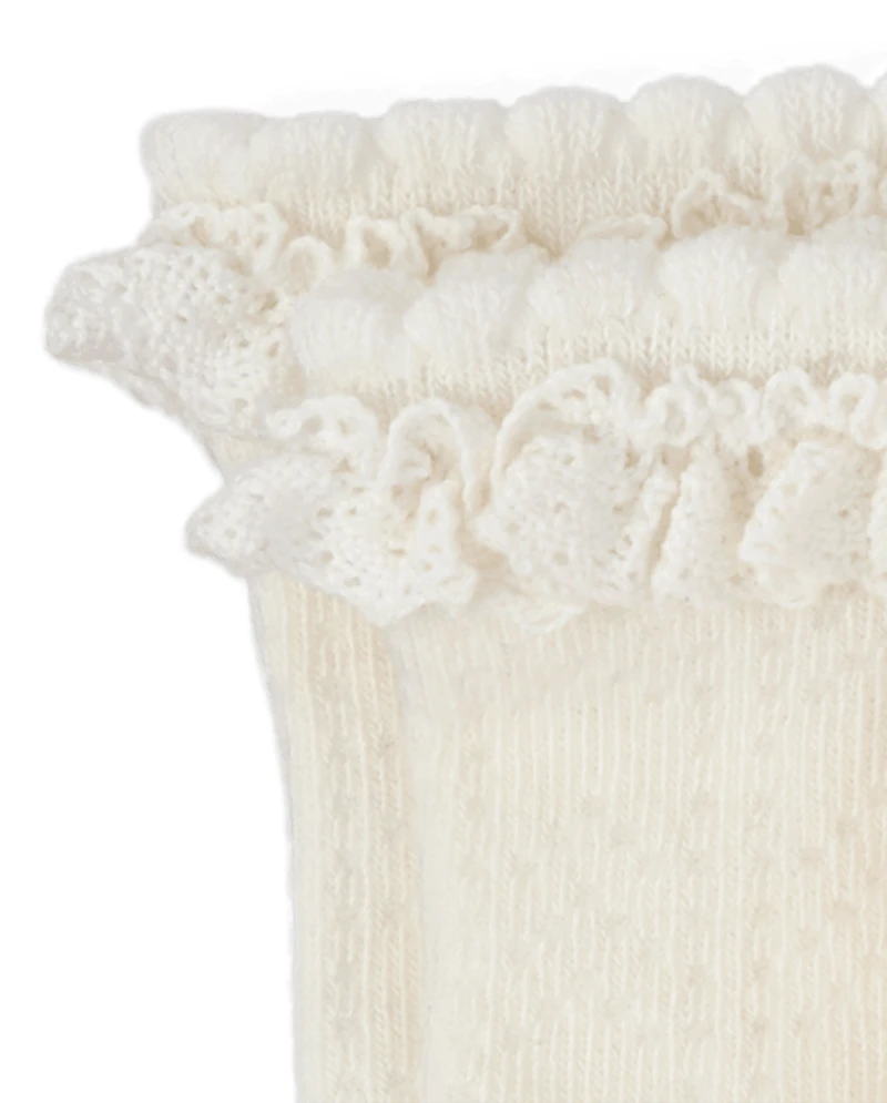 Girls Rosette Ruffle Crew Socks 2-Pack - Enchanted Garden