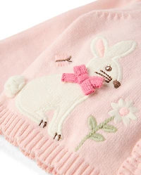 Baby Girls Applique Bunny Scalloped Cardigan - Enchanted Garden