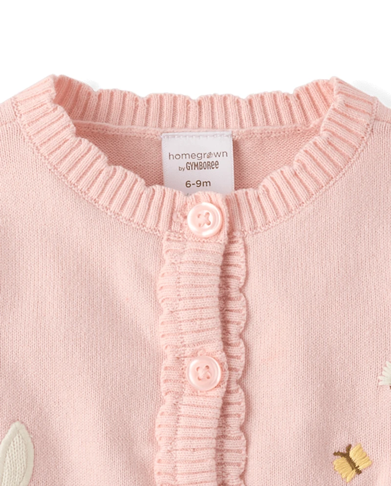 Gilet festonné à appliqués lapin pour bébé fille - Jardin enchanté