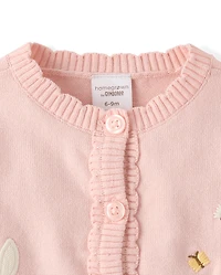 Gilet festonné à appliqués lapin pour bébé fille - Jardin enchanté