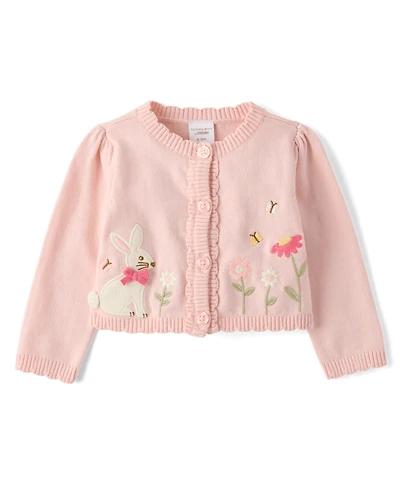 Gilet festonné à appliqués lapin pour bébé fille - Jardin enchanté