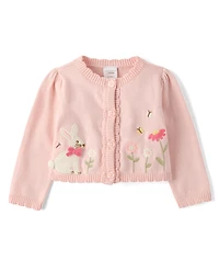 Gilet festonné à appliqués lapin pour bébé fille - Jardin enchanté