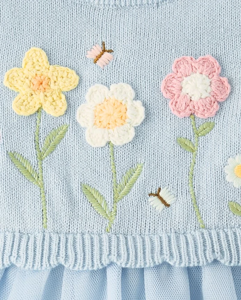 Baby Girls Crochet Floral Tutu Dress - Enchanted Garden