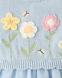 Baby Girls Crochet Floral Tutu Dress - Enchanted Garden