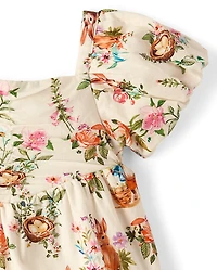 Baby Girls Bunny Ruffle Dress - Enchanted Garden