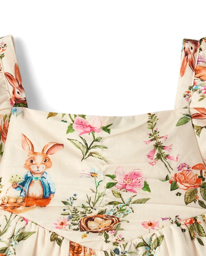 Baby Girls Bunny Ruffle Dress - Enchanted Garden