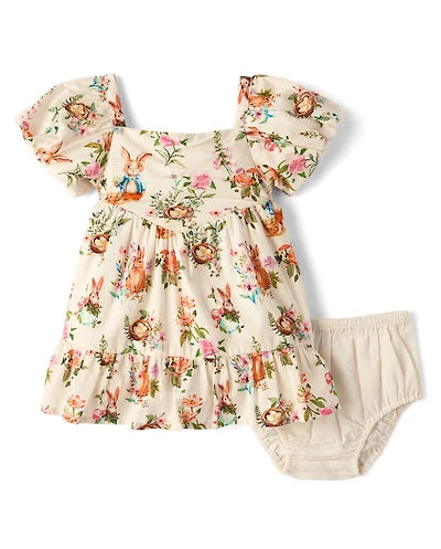 Robe à volants lapin pour bébé fille - Jardin enchanté
