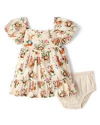 Robe à volants lapin pour bébé fille - Jardin enchanté