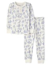Pyjama Henley en coton ajusté à motif de lapin pour enfants