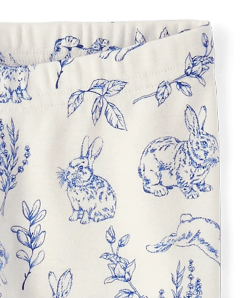 Kids Bunny Toile Snug Fit Cotton Henley Pajamas