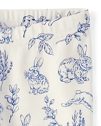 Kids Bunny Toile Snug Fit Cotton Henley Pajamas