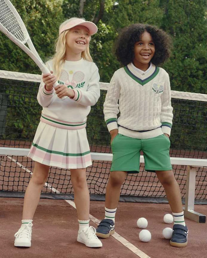 Girls Embroidered Tennis Racquet French Terry Sweatshirt - Club House