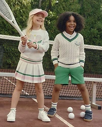 Girls Embroidered Tennis Racquet French Terry Sweatshirt - Club House