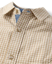 Chemise à carreaux vichy en seersucker pour garçon - Jardin enchanté