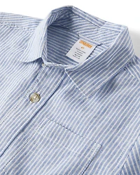 Kids Pinstripe Linen-Blend Button Up Shirt - Linen Edit