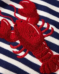 Kids Striped Embroidered Chenille Lobster Sweater - Driftwood Bay