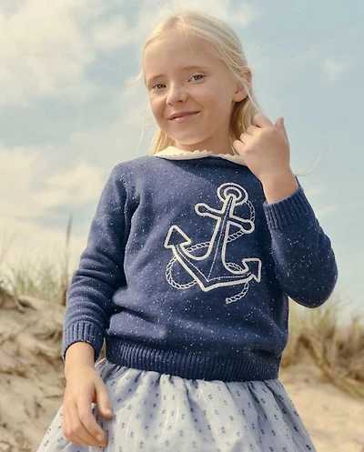 Kids Embroidered Anchor Sweater - Driftwood Bay