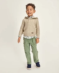 Boys Cable Knit Hooded Sweater - Driftwood Bay
