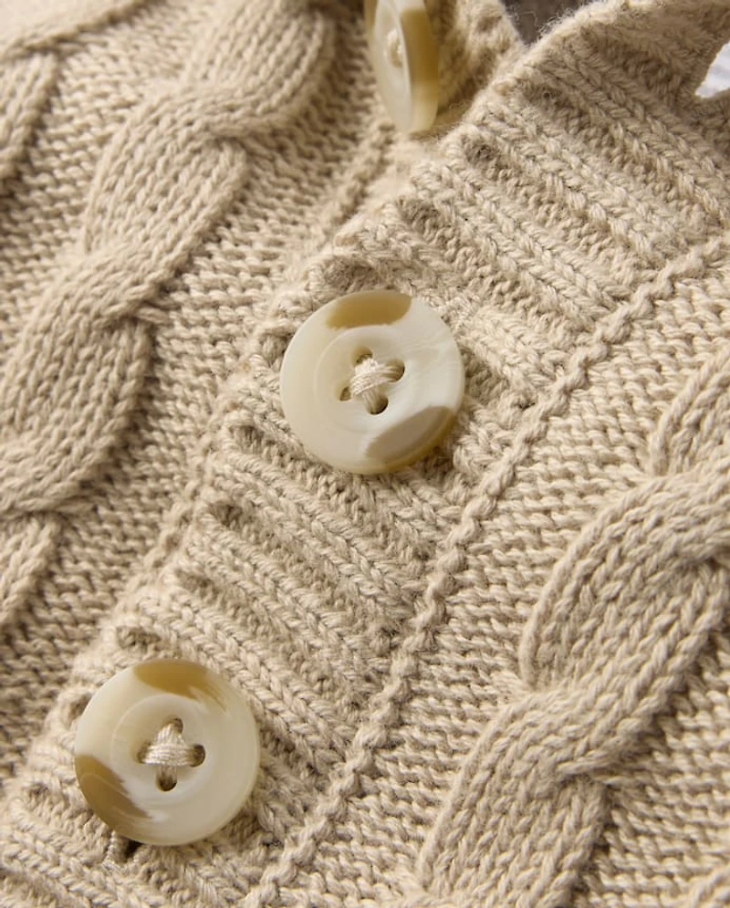 Boys Cable Knit Hooded Sweater - Driftwood Bay