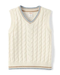 Boys Tipped Cable Knit Sweater Vest - Enchanted Garden