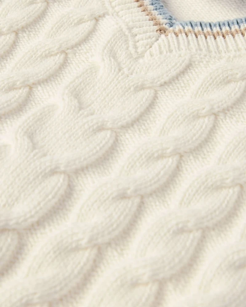 Boys Tipped Cable Knit Sweater Vest - Enchanted Garden
