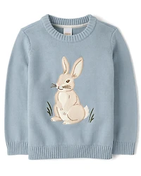 Boys Embroidered Bunny Sweater - Enchanted Garden