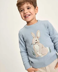 Boys Embroidered Bunny Sweater - Enchanted Garden