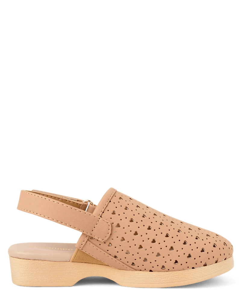 Girls Perforated Heart Clogs - Little Essentials