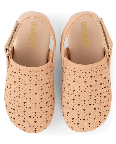 Girls Perforated Heart Clogs - Little Essentials