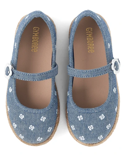 Espadrilles en chambray à fleurs brodées pour filles - Driftwood Bay