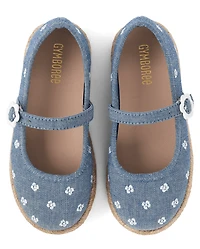 Espadrilles en chambray à fleurs brodées pour filles - Driftwood Bay