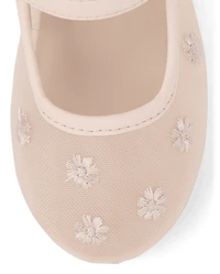 Girls Embroidered Floral Mesh Ballet Flats - Enchanted Garden
