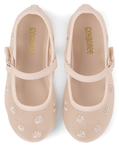 Ballerines en maille florale brodée pour filles - Jardin enchanté