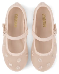 Ballerines en maille florale brodée pour filles - Jardin enchanté