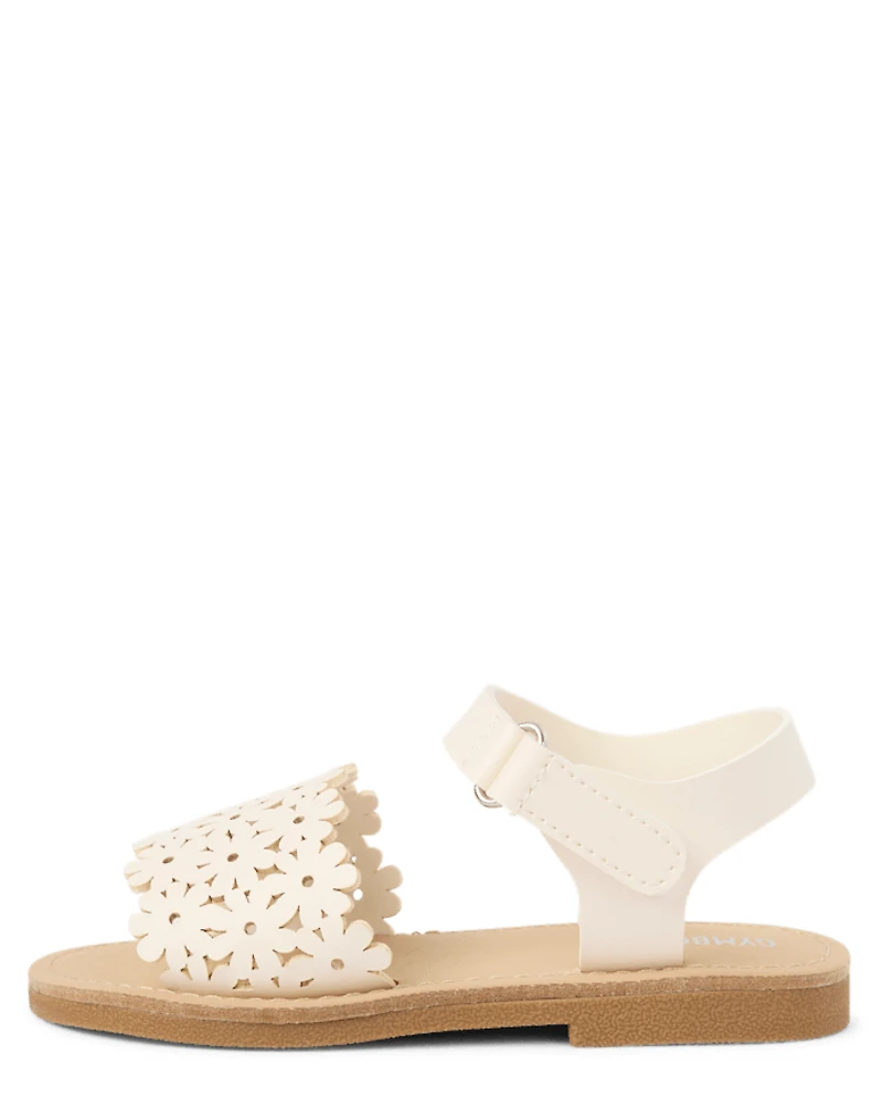 Girls Perforated Floral Sandals - Little Essentials