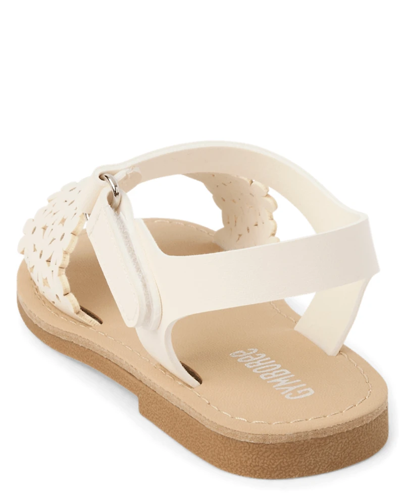 Girls Perforated Floral Sandals - Little Essentials