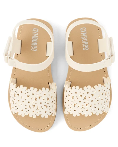 Girls Perforated Floral Sandals - Little Essentials